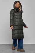 Купить Пальто утепленное молодежное зимнее женское цвета хаки 57997Kh, фото 7