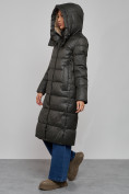 Купить Пальто утепленное молодежное зимнее женское цвета хаки 57997Kh, фото 8
