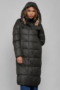 Купить Пальто утепленное молодежное зимнее женское цвета хаки 57997Kh, фото 9
