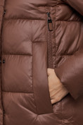 Купить Пальто утепленное молодежное зимнее женское темно-коричневого цвета 57997TK, фото 11