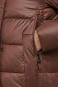 Купить Пальто утепленное молодежное зимнее женское темно-коричневого цвета 57997TK, фото 12