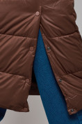 Купить Пальто утепленное молодежное зимнее женское темно-коричневого цвета 57997TK, фото 13