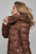 Купить Пальто утепленное молодежное зимнее женское темно-коричневого цвета 57997TK, фото 16