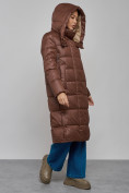 Купить Пальто утепленное молодежное зимнее женское темно-коричневого цвета 57997TK, фото 6