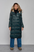 Купить Пальто утепленное молодежное зимнее женское темно-зеленого цвета 57997TZ