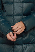 Купить Пальто утепленное молодежное зимнее женское темно-зеленого цвета 57997TZ, фото 13