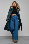 Купить Пальто утепленное молодежное зимнее женское темно-зеленого цвета 57997TZ, фото 17