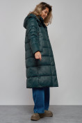 Купить Пальто утепленное молодежное зимнее женское темно-зеленого цвета 57997TZ, фото 18