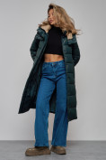 Купить Пальто утепленное молодежное зимнее женское темно-зеленого цвета 57997TZ, фото 19
