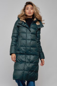 Купить Пальто утепленное молодежное зимнее женское темно-зеленого цвета 57997TZ, фото 20