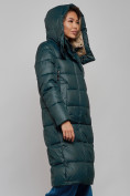 Купить Пальто утепленное молодежное зимнее женское темно-зеленого цвета 57997TZ, фото 22
