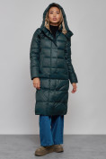 Купить Пальто утепленное молодежное зимнее женское темно-зеленого цвета 57997TZ, фото 6