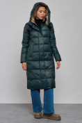 Купить Пальто утепленное молодежное зимнее женское темно-зеленого цвета 57997TZ, фото 7