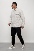 Купить Ветровка рубашка мужская букле бежевого цвета 58375B, фото 15