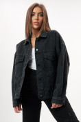 Купить Джинсовая куртка женская оверсайз черного цвета 583Ch, фото 3