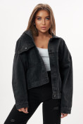 Купить Джинсовая куртка женская оверсайз черного цвета 583Ch
