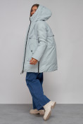Купить Зимняя женская куртка молодежная с капюшоном бирюзового цвета 58622Br, фото 16