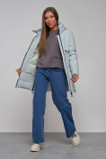 Купить Зимняя женская куртка молодежная с капюшоном бирюзового цвета 58622Br, фото 19
