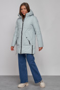 Купить Зимняя женская куртка молодежная с капюшоном бирюзового цвета 58622Br, фото 2