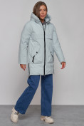 Купить Зимняя женская куртка молодежная с капюшоном бирюзового цвета 58622Br, фото 3