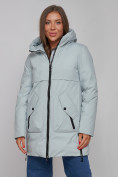 Купить Зимняя женская куртка молодежная с капюшоном бирюзового цвета 58622Br, фото 5