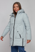 Купить Зимняя женская куртка молодежная с капюшоном бирюзового цвета 58622Br, фото 7