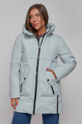 Купить Зимняя женская куртка молодежная с капюшоном бирюзового цвета 58622Br, фото 8