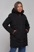 Купить Зимняя женская куртка молодежная с капюшоном черного цвета 58622Ch, фото 11