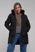 Купить Зимняя женская куртка молодежная с капюшоном черного цвета 58622Ch, фото 20