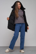 Купить Зимняя женская куртка молодежная с капюшоном черного цвета 58622Ch, фото 21