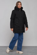Купить Зимняя женская куртка молодежная с капюшоном черного цвета 58622Ch, фото 3