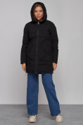Купить Зимняя женская куртка молодежная с капюшоном черного цвета 58622Ch, фото 5