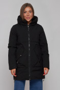 Купить Зимняя женская куртка молодежная с капюшоном черного цвета 58622Ch, фото 9
