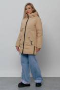Купить Зимняя женская куртка молодежная с капюшоном горчичного цвета 58622G, фото 2