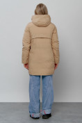 Купить Зимняя женская куртка молодежная с капюшоном горчичного цвета 58622G, фото 4