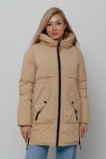 Купить Зимняя женская куртка молодежная с капюшоном горчичного цвета 58622G, фото 7