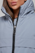 Купить Зимняя женская куртка молодежная с капюшоном голубого цвета 58622Gl, фото 15