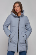 Купить Зимняя женская куртка молодежная с капюшоном голубого цвета 58622Gl, фото 16