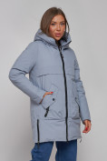 Купить Зимняя женская куртка молодежная с капюшоном голубого цвета 58622Gl, фото 17