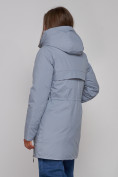 Купить Зимняя женская куртка молодежная с капюшоном голубого цвета 58622Gl, фото 18