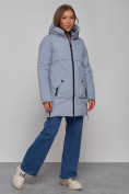 Купить Зимняя женская куртка молодежная с капюшоном голубого цвета 58622Gl, фото 2
