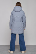 Купить Зимняя женская куртка молодежная с капюшоном голубого цвета 58622Gl, фото 4