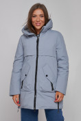 Купить Зимняя женская куртка молодежная с капюшоном голубого цвета 58622Gl, фото 7