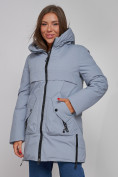 Купить Зимняя женская куртка молодежная с капюшоном голубого цвета 58622Gl, фото 8