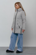 Купить Зимняя женская куртка молодежная с капюшоном светло-серого цвета 58622SS, фото 3