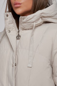 Купить Зимняя женская куртка молодежная с капюшоном бежевого цвета 586821B, фото 14