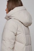 Купить Зимняя женская куртка молодежная с капюшоном бежевого цвета 586821B, фото 15