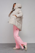 Купить Зимняя женская куртка молодежная с капюшоном бежевого цвета 586821B, фото 19
