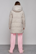 Купить Зимняя женская куртка молодежная с капюшоном бежевого цвета 586821B, фото 4