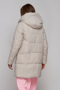 Купить Зимняя женская куртка молодежная с капюшоном бежевого цвета 586821B, фото 8